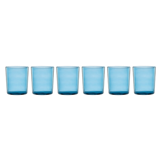 Stackable Blue Tall Glasses, Set of 6