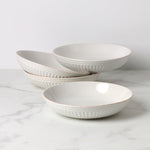 French Perle Groove White Dinner Bowls, Set of 4