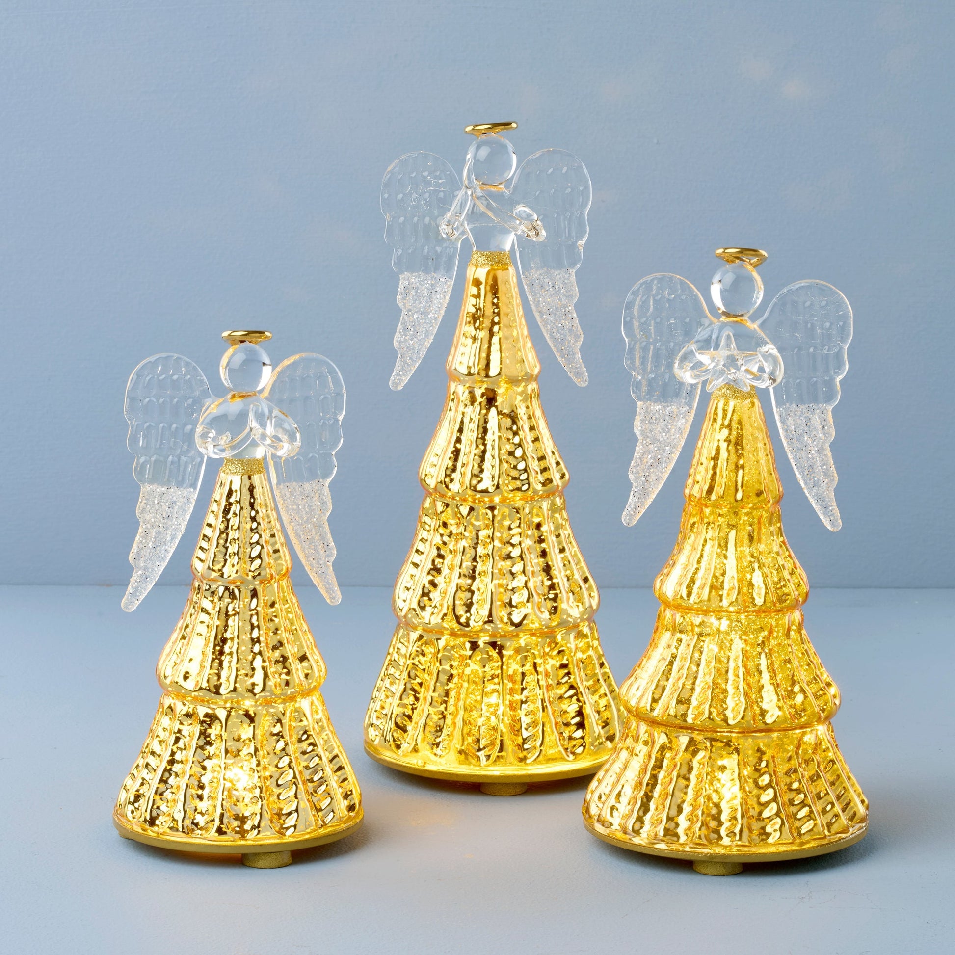 Radiant Light Lit Angel Figurines 3-Piece Set